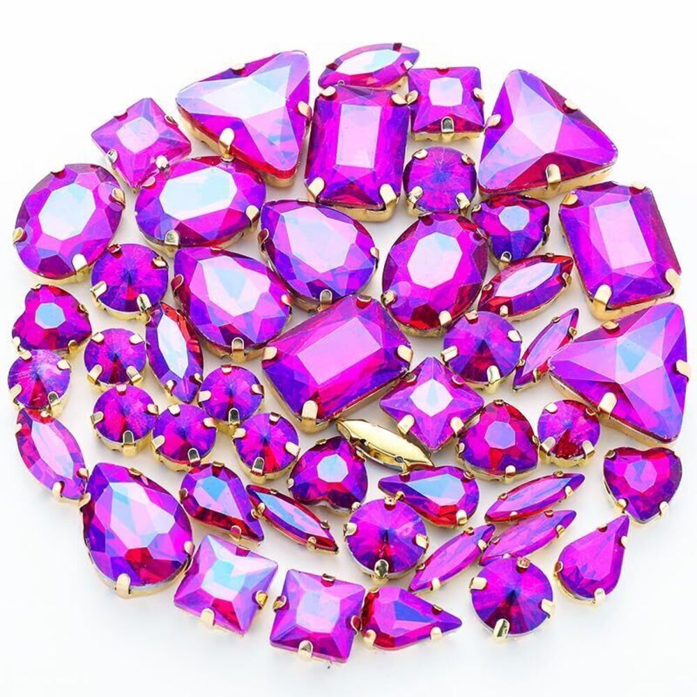 6687 Rhinestones Beads, 50PCS Metal Flatback Gold Prong Setting Sewing Claw